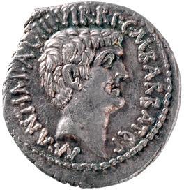 14 Representation and reality On this coin, Marc Antony and Octavian meet each other as