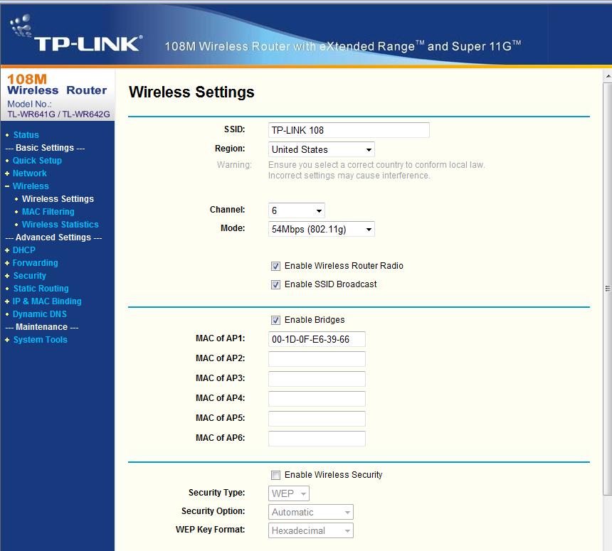 )TL - WR641G הגדרת הרשת לחיבור ב- 108Mbps )רק בדגם.3.2 3.2.1. בחלון הממשק יש ללחוץ בתפריט בעמודה השמאלית )בצבע כחול( על.