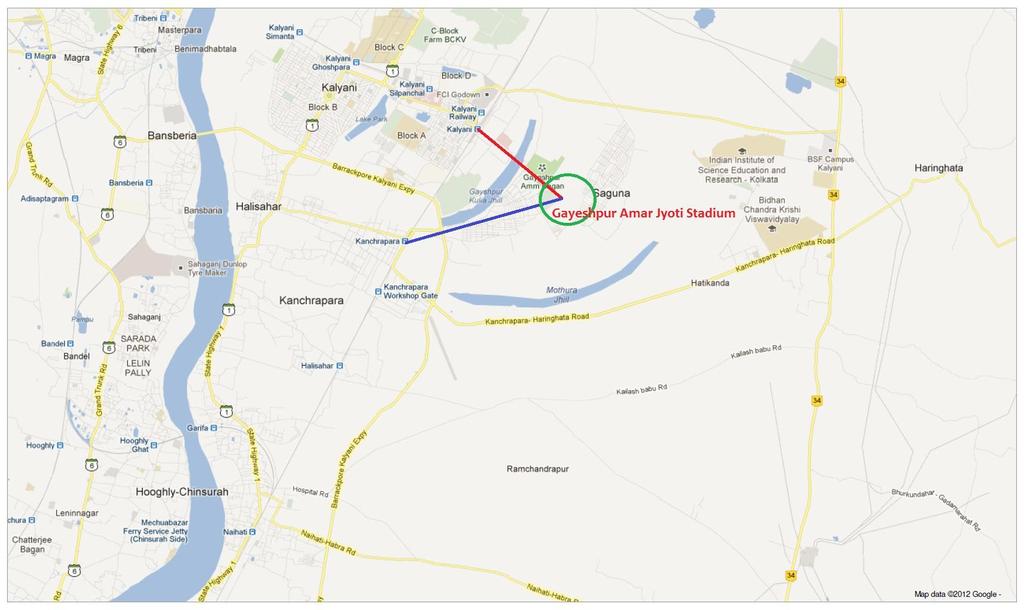 Connectivity of Seminar Site from Kalyani Railway Station