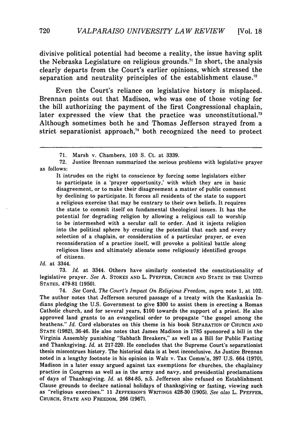 Valparaiso University Law Review, Vol. 18, No. 4 [1984], Art. 1 720 VALPARAISO UNIVERSITY LAW REVIEW [Vol.