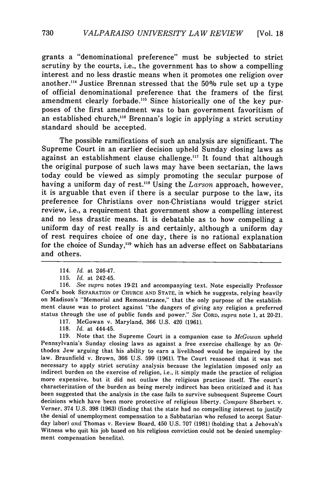 Valparaiso University Law Review, Vol. 18, No. 4 [1984], Art. 1 730 VALPARAISO UNIVERSITY LAW REVIEW [Vol.