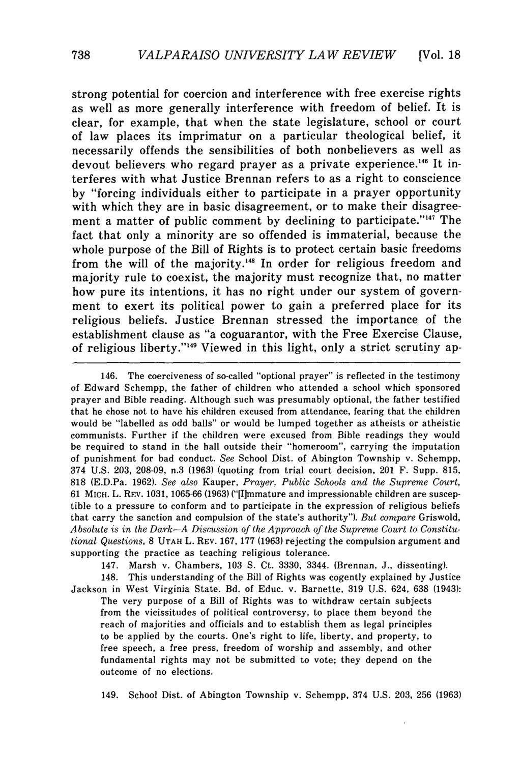Valparaiso University Law Review, Vol. 18, No. 4 [1984], Art. 1 738 VALPARAISO UNIVERSITY LAW REVIEW [Vol.
