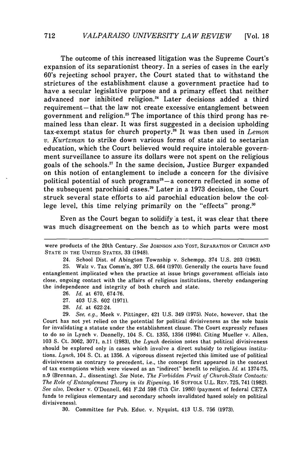 Valparaiso University Law Review, Vol. 18, No. 4 [1984], Art. 1 VALPARAISO UNIVERSITY LAW REVIEW [Vol.