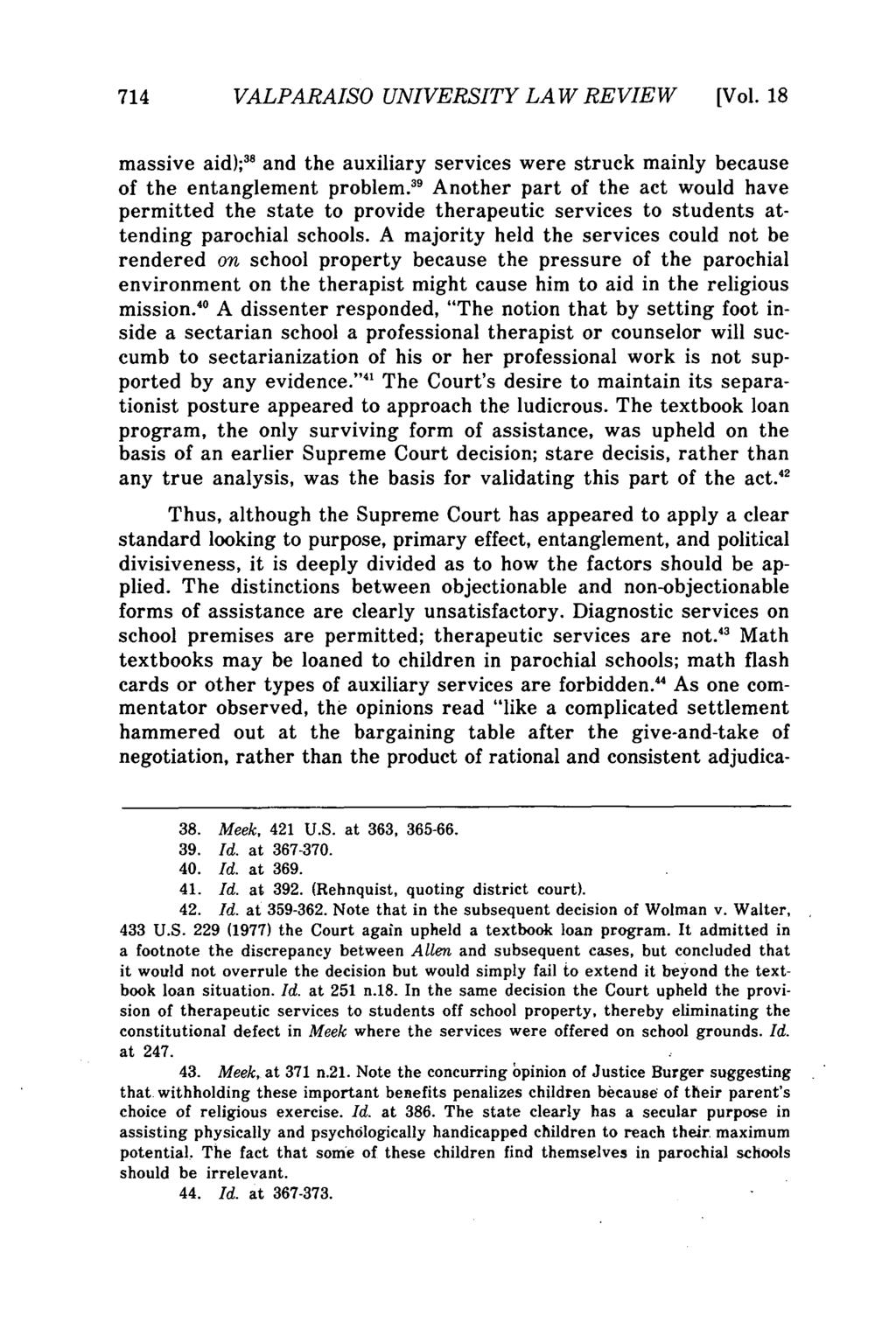 Valparaiso University Law Review, Vol. 18, No. 4 [1984], Art. 1 714 VALPARAISO UNIVERSITY LAW REVIEW [Vol.