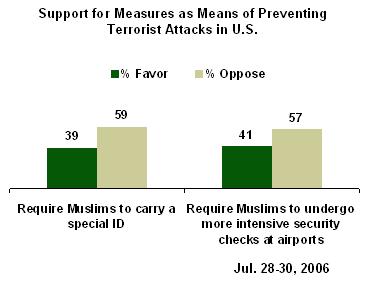 Page 3 of 7 The array of concerns about Muslims' loyalty to the United States and religious extremism may also help to explain why about 4 in 10 Americans favor more rigorous security measures for