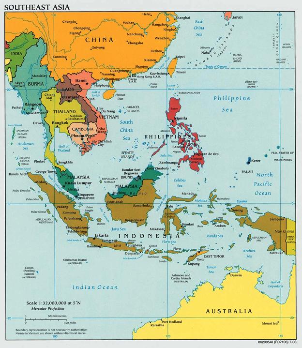 South-East Asia comprises two large areas: part of the