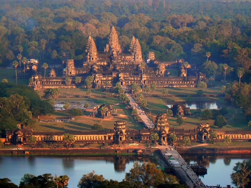 Cambodian shrines became elaborate arrangements of walls, moats and bridges surrounding a