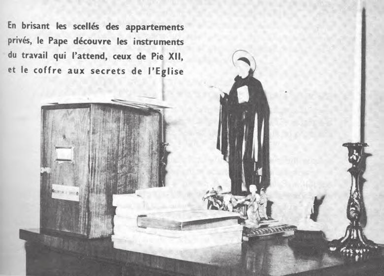 238 The Devil s Final Battle Photo from Paris-Match magazine in 1958, showing the wooden safe in the papal apartment of Pius XII in which a text of the Third Secret was safeguarded.