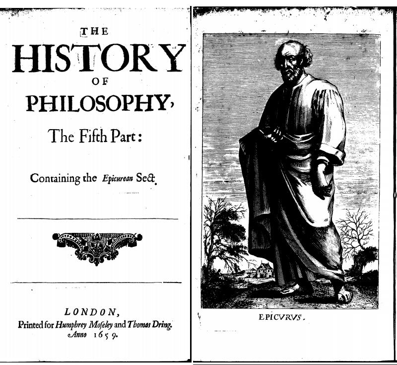 In 1660 «The history of philosophy» written and released by Thomas Stanley contained a presentation of the Epicurean philosophy from Gassendi s work, an english translation from the latin prototype.