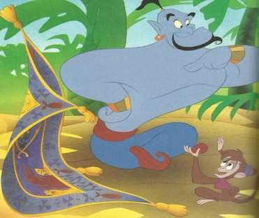 Other important characters are the Genie of the ring and the Genie of the lamp. They were present in all versions except in the Disney one.