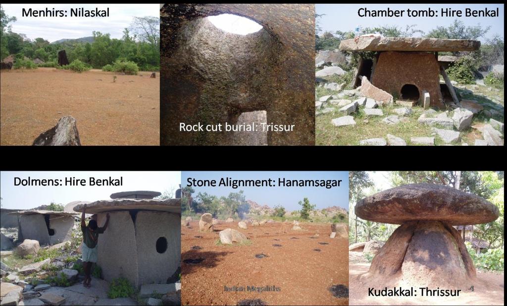 Figure 1Variety of Megaliths found in the subcontinent. Figure 2: Stone circles of central India.