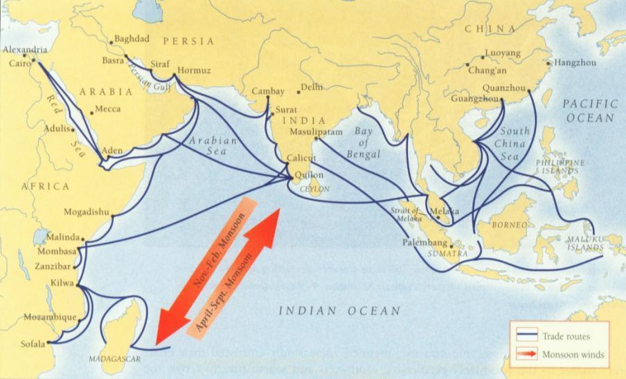 #3: Draw and label the Indian Ocean Trade On the route, identify 3