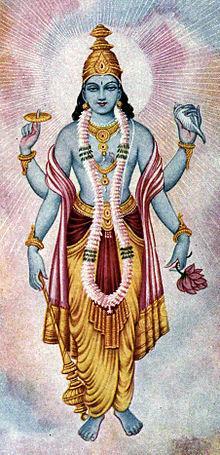 Central god and one of the 3 primary deities Described as a pale blue being with a dark complexion and having 4 arms.