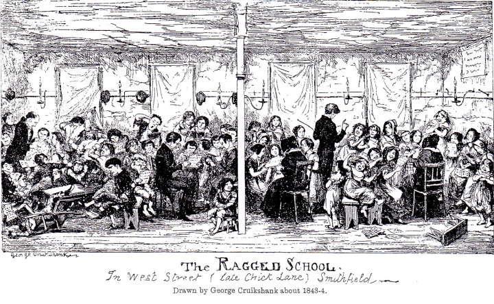 struggles faced by these children, along with the religious and economic illiteracy the Ragged Schools planned to stem, inspired the child-like figures of Want and Ignorance in A Christmas Carol.