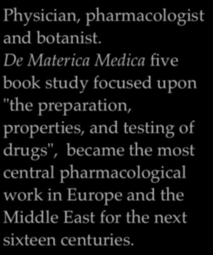 preparation, properties, and testing of drugs", became the most