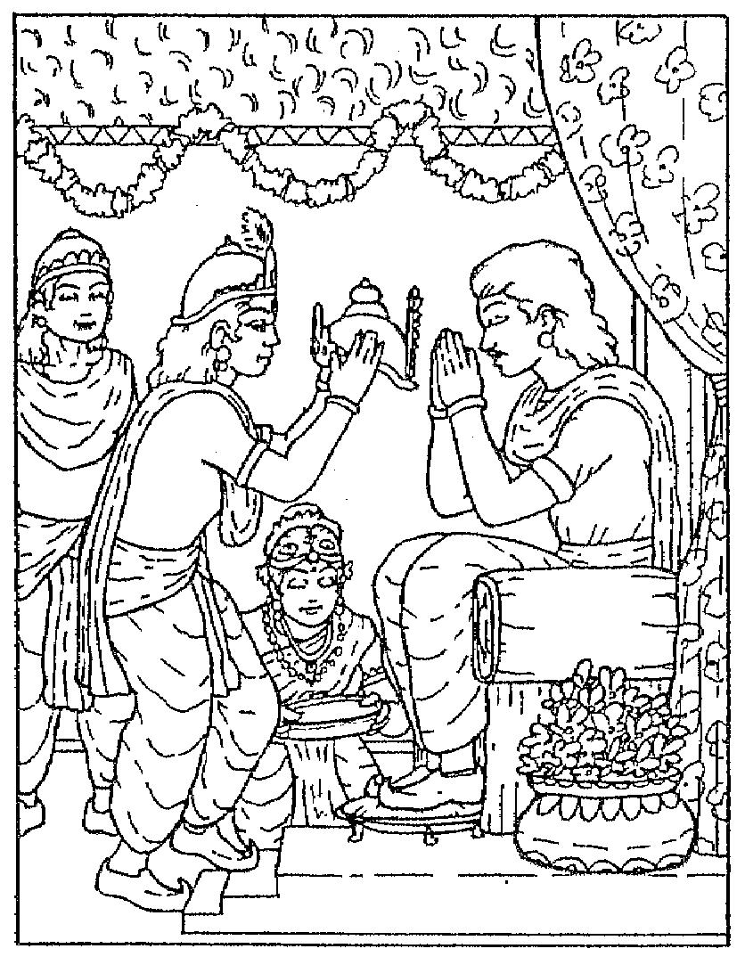 Krishna placed it in front of Dhritarashtra. The old king embraced it. He suddenly remembered that he had the killer of his sons in his arms. His arms now tightened about the iron figure.