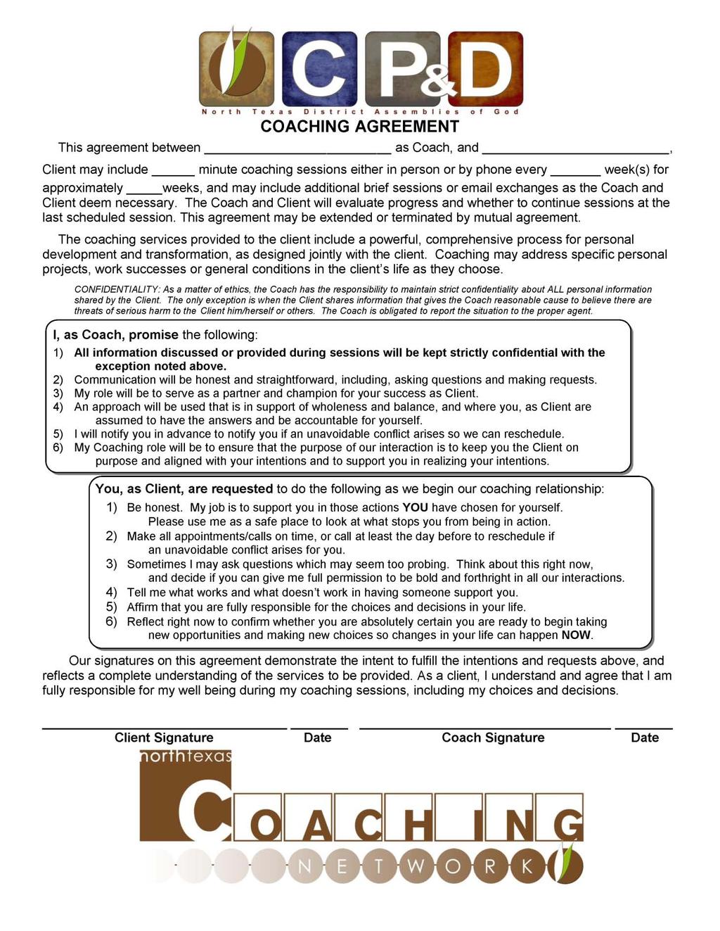 Coaching Agreement ~ 43 ~ Church