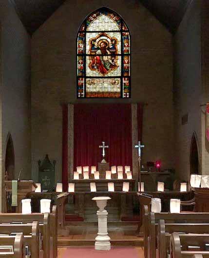 The Albanac 2 All Saints Day: Luminaries Light Memorial Windows On November 1st, St. Alban s commemorated All Saints Day by holding an evening service in the nave lit by luminaries.