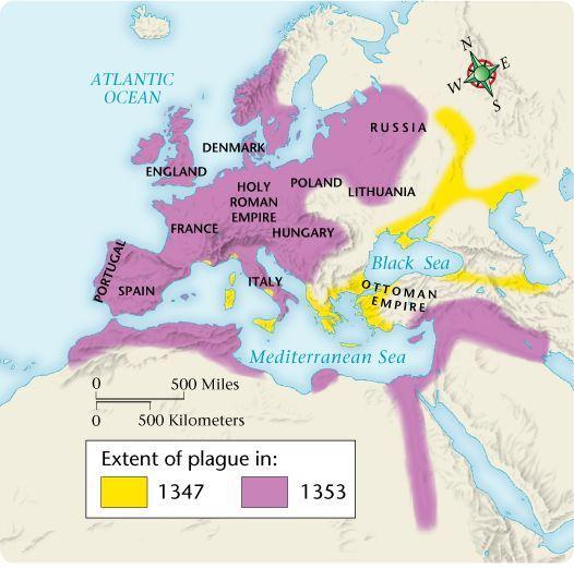 Spread of the Black Death By 1347, the bubonic plague had spread to