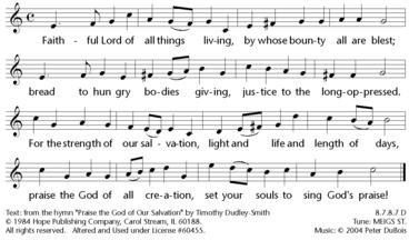 RESPONSE: LEADER: PEOPLE: LEADER: PEOPLE: LEADER: PEOPLE: ALL: HYMN 806 The Lord be with you. And also with you. Lift up your hearts. We lift them to the Lord. Let us give thanks to the Lord our God.
