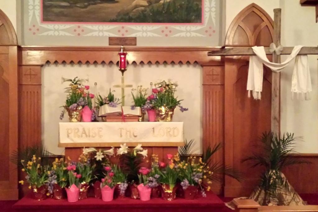 4 Easter Flowers: Thank you to Karen Fleming for taking care of flower orders. The sanctuary was beautifully decorated for Easter Sunday. Twelve families donated spring flowers.