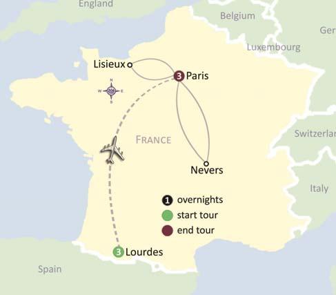 Tour 8 Lourdes, Lisieux, Nevers & Paris 8