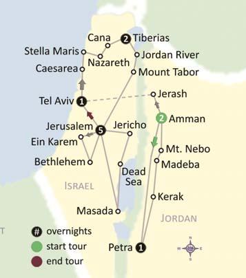 Tour 158 Jordan & Holy Land 13 days Amman, Petra, Tel Aviv, Caesarea, Cana, Nazareth, Tiberias, Mt.
