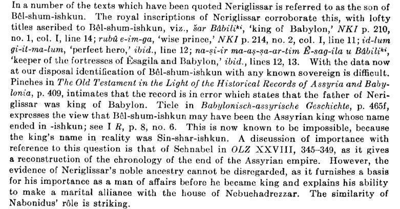 Dougherty, pages 60-61 It is simply a discussion on the question of Neriglissar s royal status.
