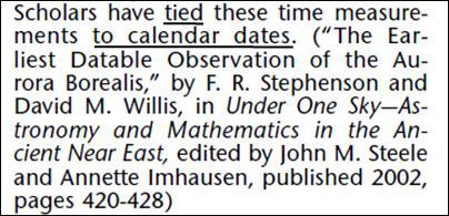 The above endnote to the Watchtower article cites pages 420 428 of Under One Sky: Astronomy and Mathematics in the Ancient Near East, F. Richard Stephenson and David M. Willis, editors: John M.