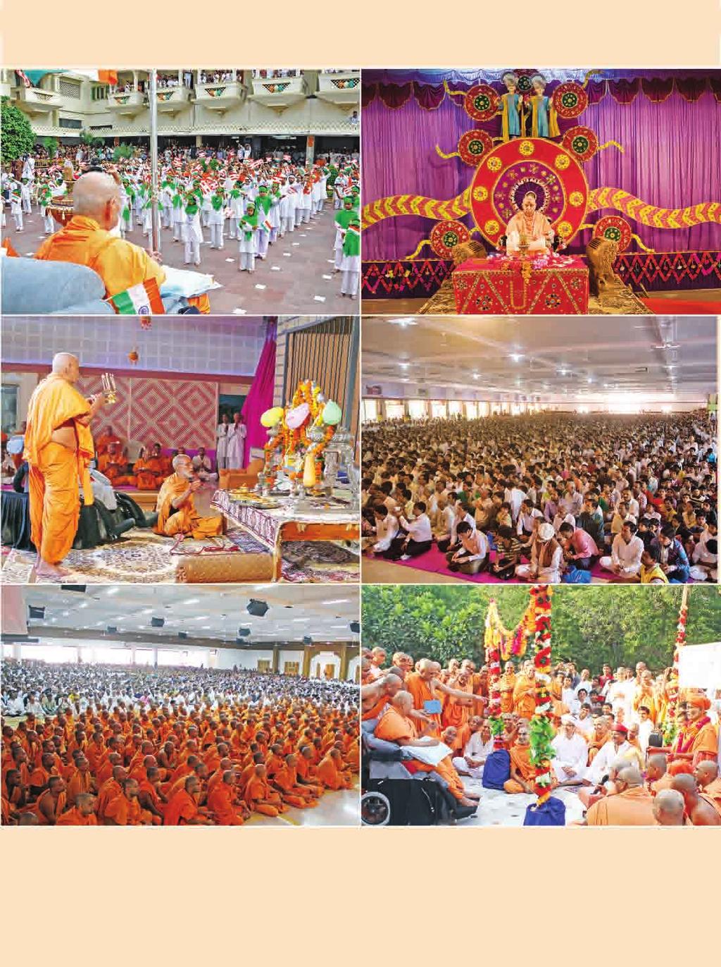 1 2 3 4 5 6 SWAMISHRI S VICHARAN August-September 2010, Bochasan, Bhavnagar, Sarangpur 1. Swamishri presides over the Indian Independence Day celebration, Bochasan, 15 Aug. 2. Swamishri performs puja on the morning of Raksha Bandhan, Bhavnagar, 24 Aug.