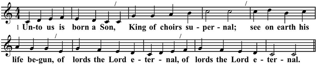 THE GRADUAL HYMN 2 Christ, from heav n descending low, comes on earth a stranger; ox and ass their owner know, becradled in the manger, becradled in the manger.