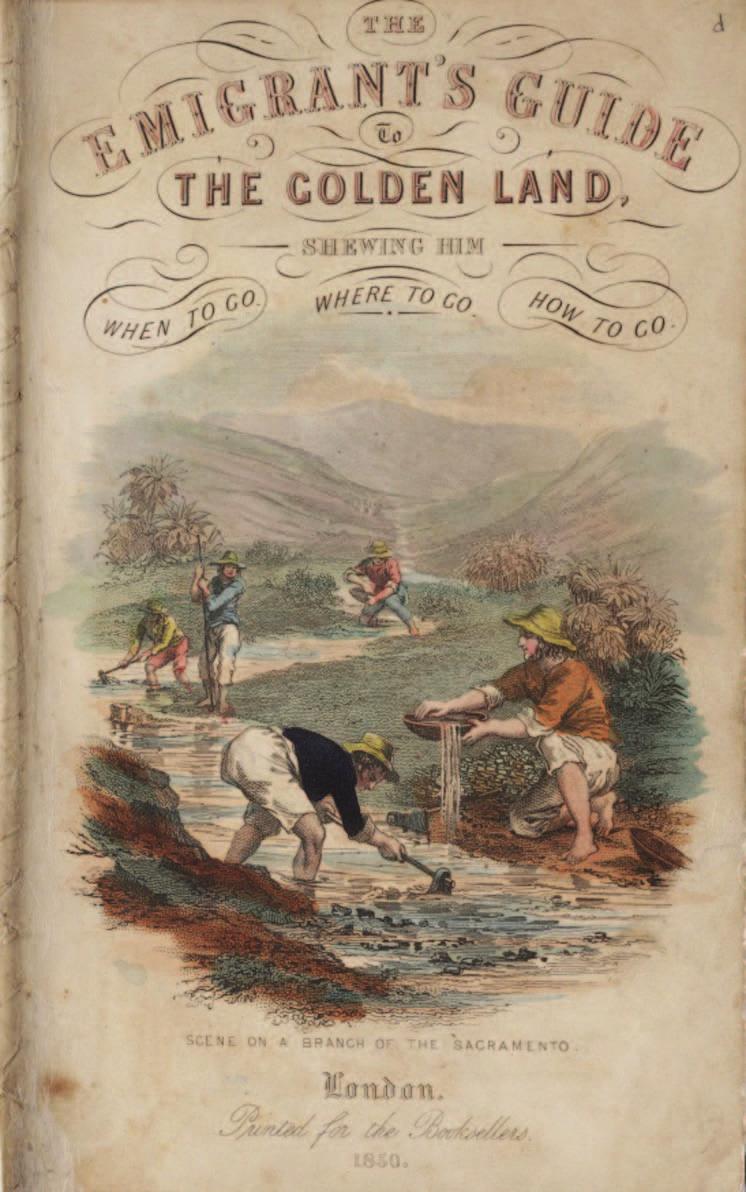 The cover of The Emigrant Guide to the Golden Land, circa 1850.