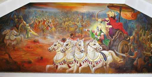 Mahabharat war and the origin of the Bhagavad Gita This scene from the Mahabharata takes place on the battlefield of Kurukshetra.