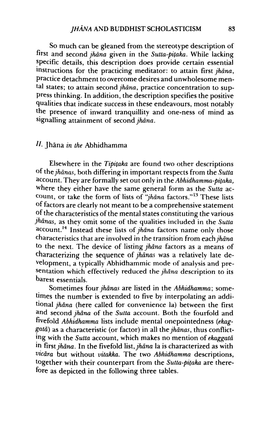 JHANA AND BUDDHIST SCHOLASTICISM 83 So much can be gleaned from the stereotype description of first and second jhdna given in the Sutta-pitaka.