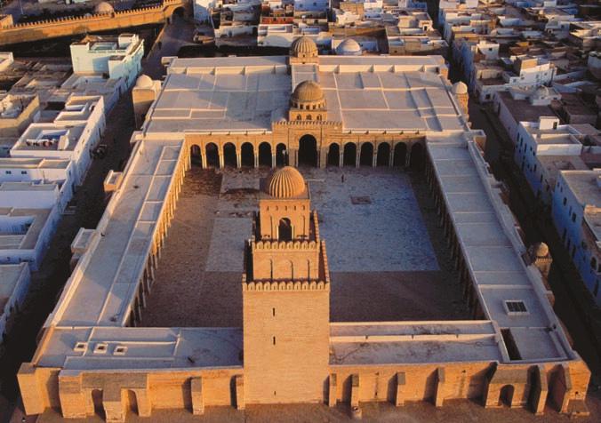 2 1 1 3 4 5 4 6 7 13-8 Aerial view (left) and plan (right) of the Great Mosque, Kairouan, Tunisia, ca. 836 875.