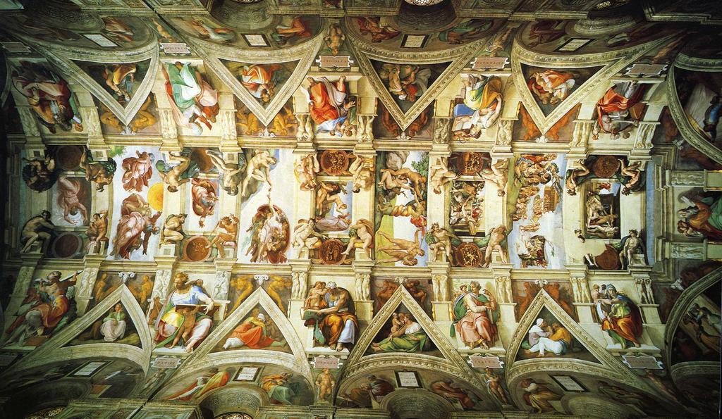 Michelangelo, Ceiling of the Sistine Chapel, Vatican, Rome, 1508-1512, Fresco Artists in various religions have