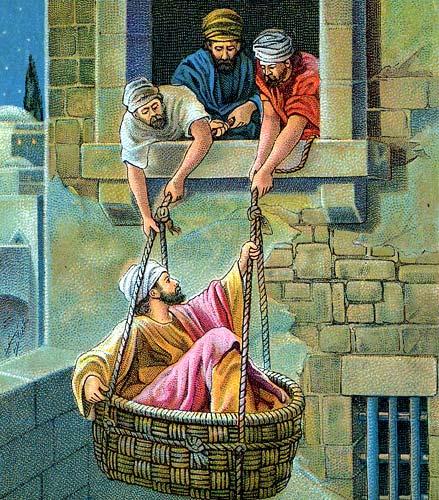 Page 6 SAUL...PAUL HOW DOES SAUL ESCAPE FROM DAMASCUS? With a rope they lower him out of a window in the city wall in a big basket. WHAT DOES SAUL DO AFTER LEAVING DAMASCUS?
