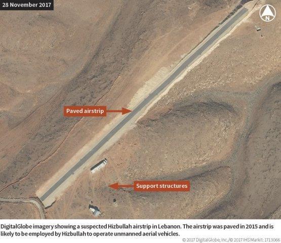 DigitalGlobe imagery showing a suspected Hizbullah airstrip in northeastern Lebanon.