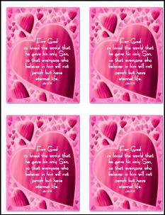 Valentine Postcards On the following page are six postcards that you can reproduce to give out to your people for Valentines Day.
