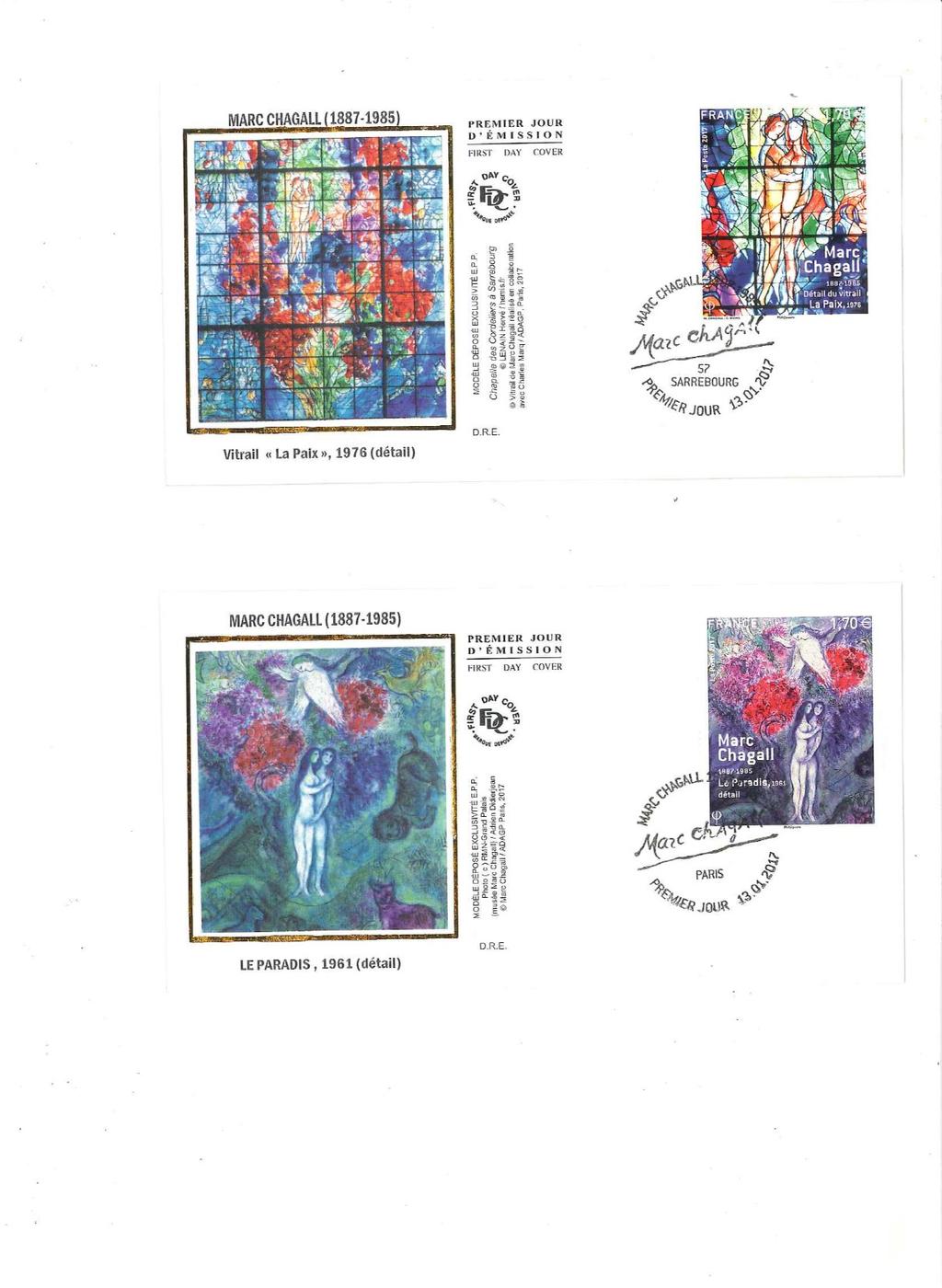 MARK CHAGALL ISSUE BY FRANCE REPORTED BY GARY S.