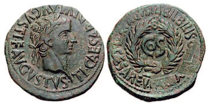 Figure 10 As of Tiberius struck at Bilbilis in Spain in 31 AD to celebrate Sejanus becoming a consul with Tiberius. The head of Tiberius appears on the obverse.