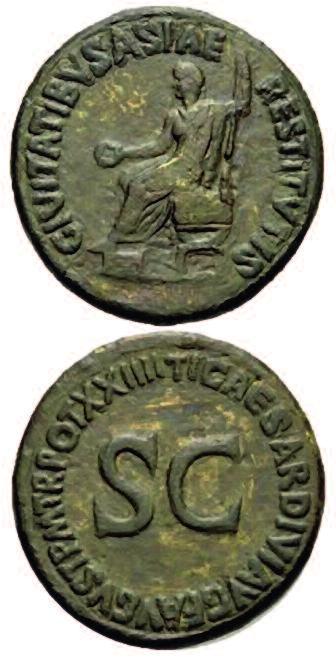 Courtesy Classical Numismatic Group) Figure 11 Sestertius of Tiberius struck at Rome in 22-23 AD to publicize his generosity to the cities of Asia that were affected by an earthquake in 17 AD.