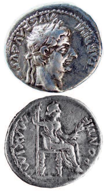 Figure 13 Denarius of Tiberius struck at Lugdunum from 16 AD. The seated female figure is usually considered to be Livia.