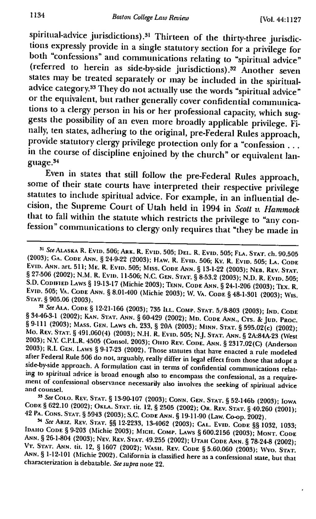 1134 Boston College Law Review [Vol. 44:1127 spiritual-advice jurisdictions).