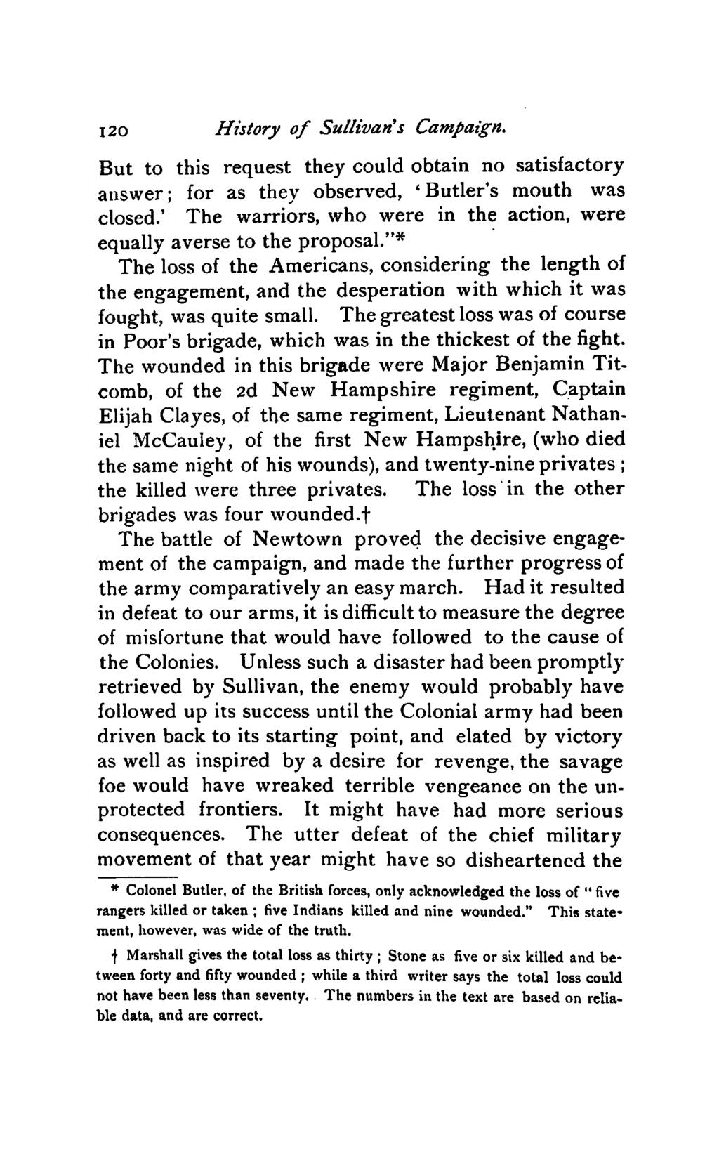 120 History of Sullivan's Campaign. But to this request they could obtain no satisfactory answer; for as they observed, 'Butler's mouth was closed.