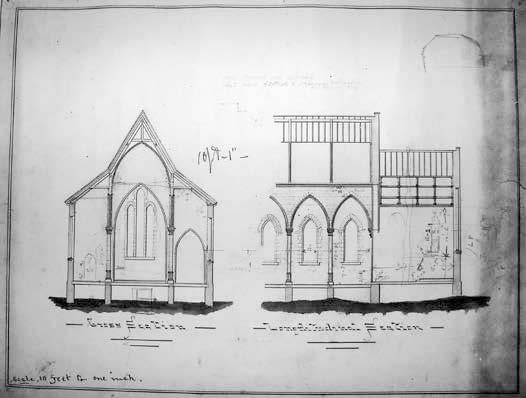 FIG. 6. ST. PAUL S, ARCHITECTURAL DRAWINGS FOR THE CHANGES OF 1878; NOTE THE OPENING FOR THE ORGAN CHAMBER. BY PERMISSION OF THE NATIONAL ARCHIVES OF CANADA, POWER COLLECTION, NMC 138925. FIG. 7. ST. PAUL S INTERIOR AS PHOTOGRAPHED C.