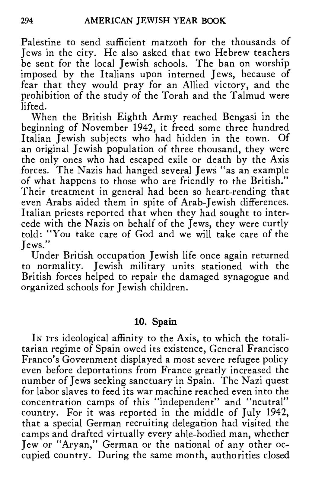 294 AMERICAN JEWISH YEAR BOOK Palestine to send sufficient matzoth for the thousands of Jews in the city. He also asked that two Hebrew teachers be sent for the local Jewish schools.