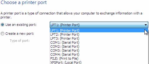 לאחר לחיצה על Add printer מוצג תרשים 56: תרשים 56 כדי להוסיף מדפסת מקומית יש לבחור באפשרות הראשונה,.Add a local printer האפשרות השנייה היא עבור קישור מדפסת רשת או מדפסת אלחוטית.