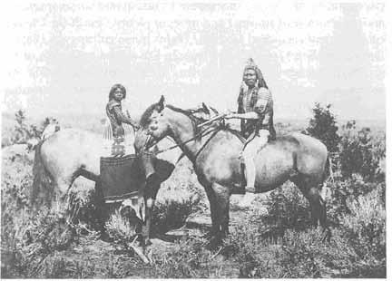 UTE LANDS AND PEOPLE 41 Ute Warrior and his bride, photo taken in the Uinta Basin circa 1873. (Utah State Historical Society) also were an important trade commodity.