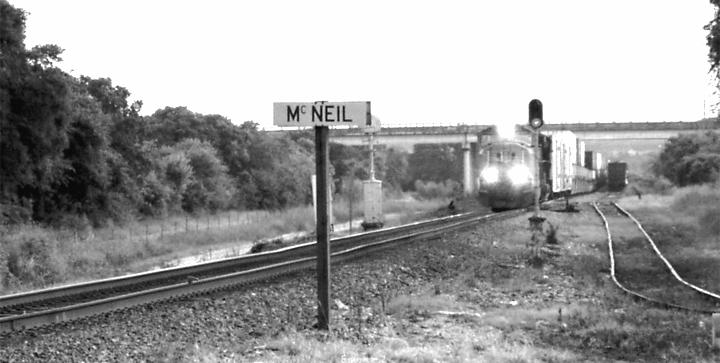 The McNeil train robbery May 18, 1887 The intersection of several railroad lines and the old McNeil General Store are meager reminders today of the existence of the old town of McNeil, which was